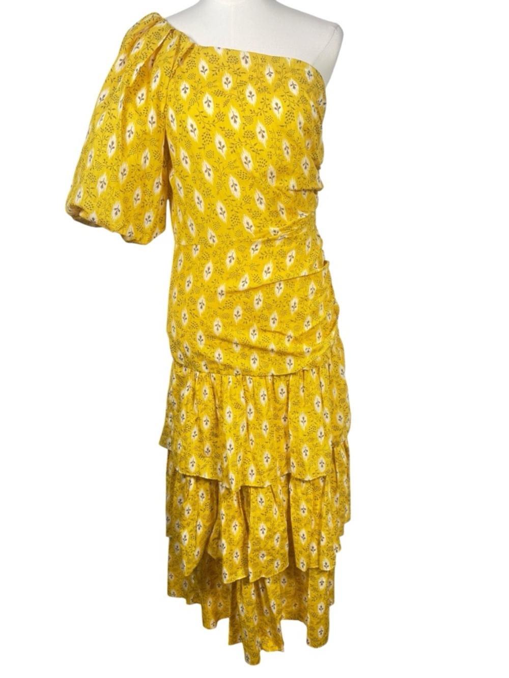 Veronica Beard Virginia One Shoulder Maxi Dress Yellow Sun Multi NWT 6 - Picture 4 of 11